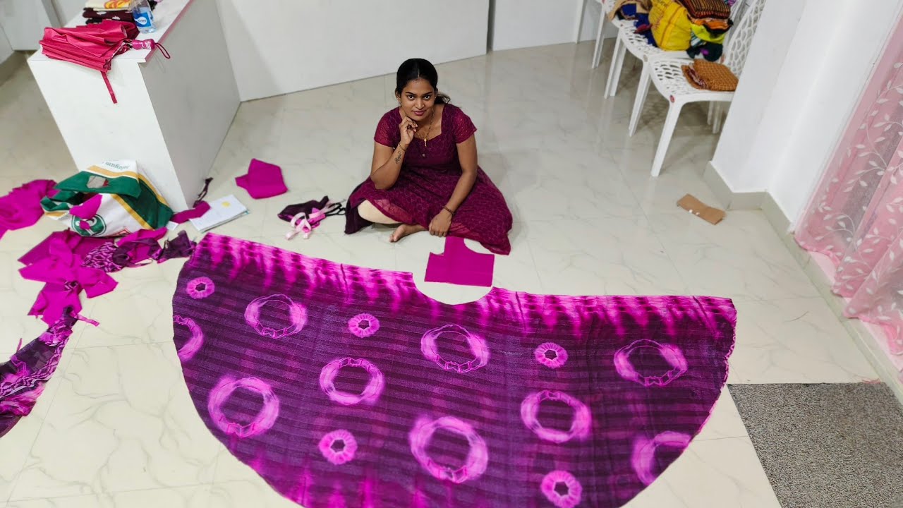 Saree ல Full Circle Long கவுன் Cut பன்னலாம் வாங்க🥰@rajisstory22 #tailoring #stitch #vlog