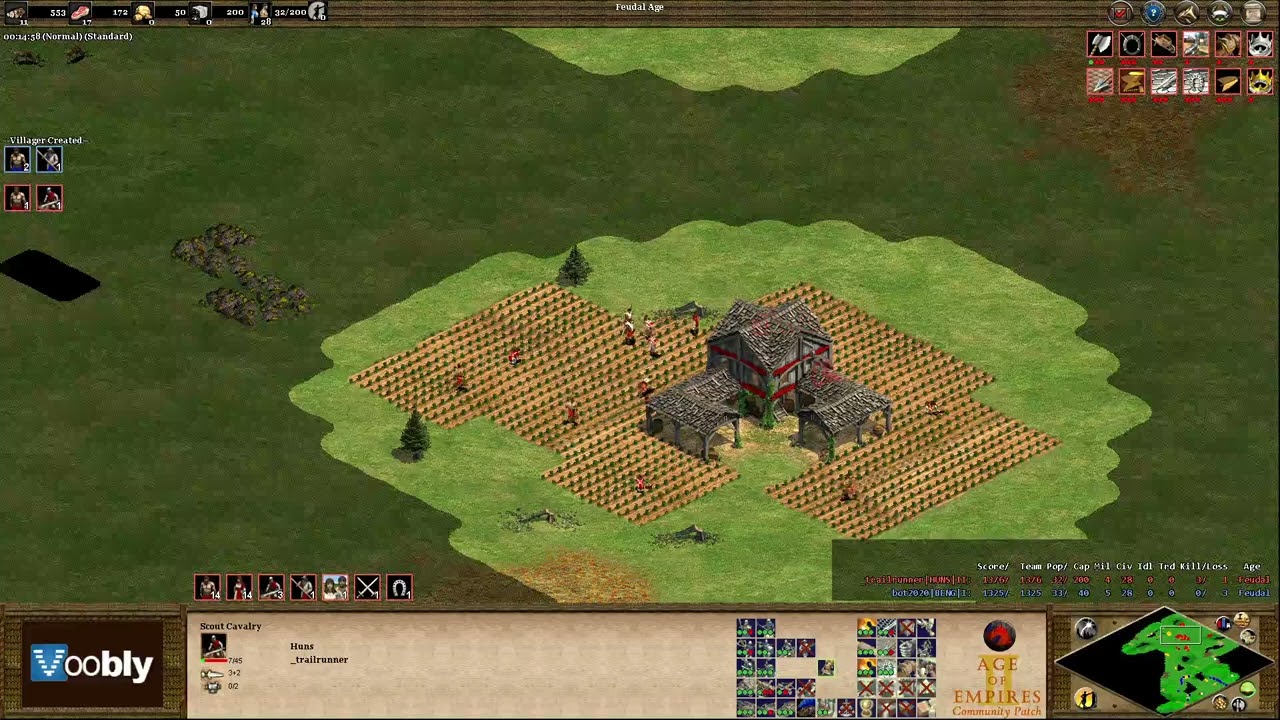 Voobly AOE2 1.6: Arabia, Huns vs Bengalis