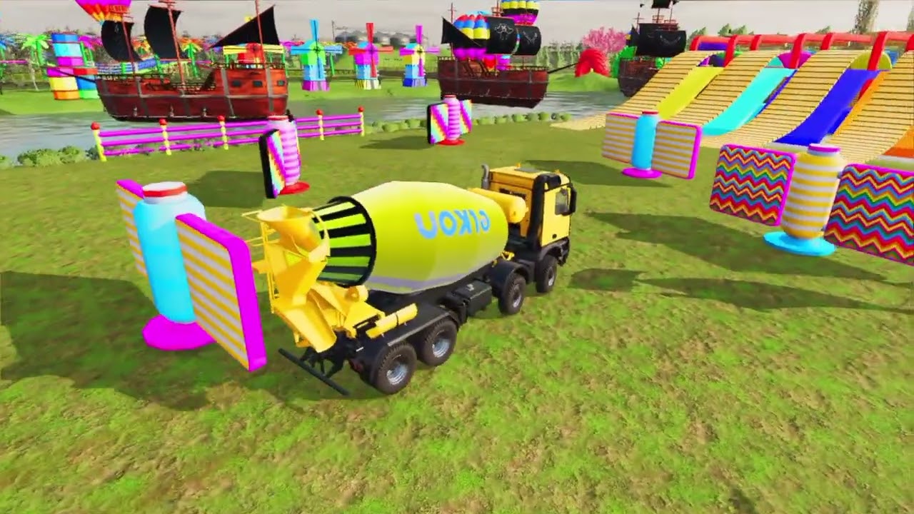 LION FARM COLOR RACE – MONSTER TRUCKS vs RAINBOW ROLLERS in FS22!