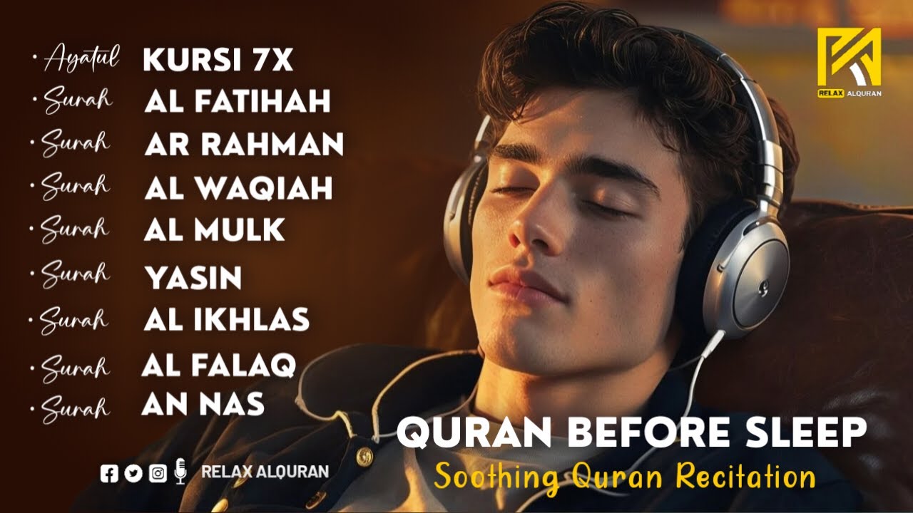 Fall Asleep to Soothing Quran Recitation | Alfatiha, Ayat AlKursi, Yasin, AlWaqiah, Arrahman, Almulk