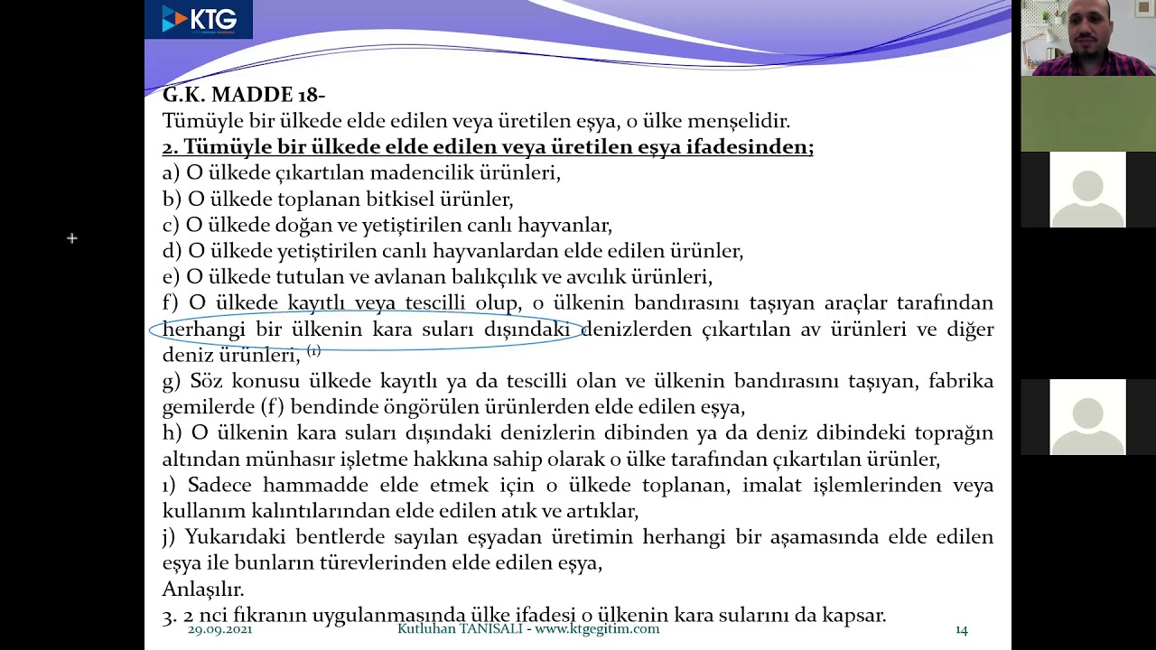 2021 Yılı Güncel Kutluhan TANISALI Hocamızla Menşe Etüt Dersi