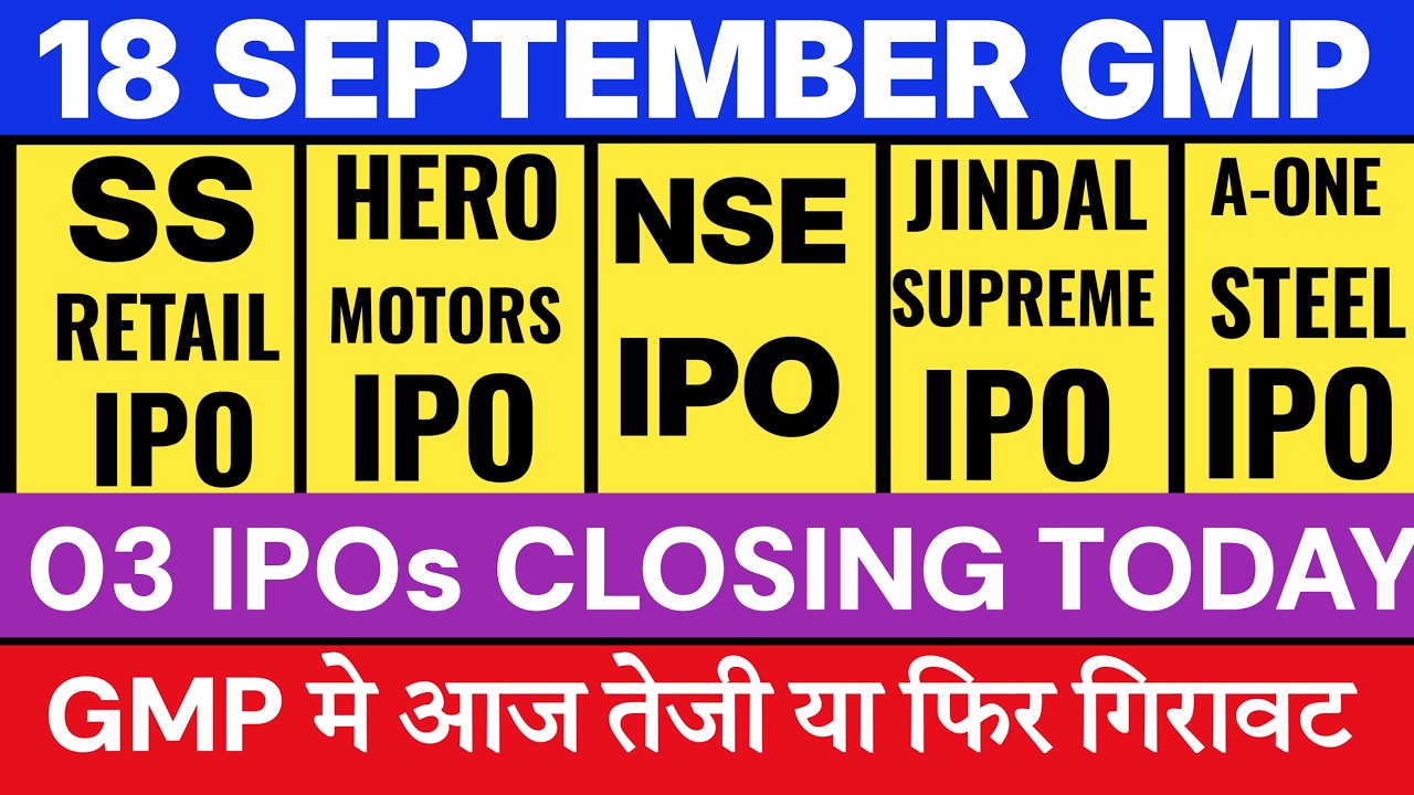 NSE IPO GMP | SS RETAIL IPO GMP | HERO MOTORS IPO GMP | JINDAL SUPREME IPO GMP 💥| AONE STEELS IPO