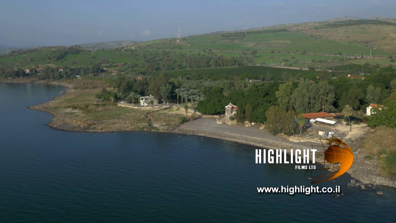DN4K 004 G Israel stock footage: 4K drone aerial footage of Sea of Galilee near Tabgha