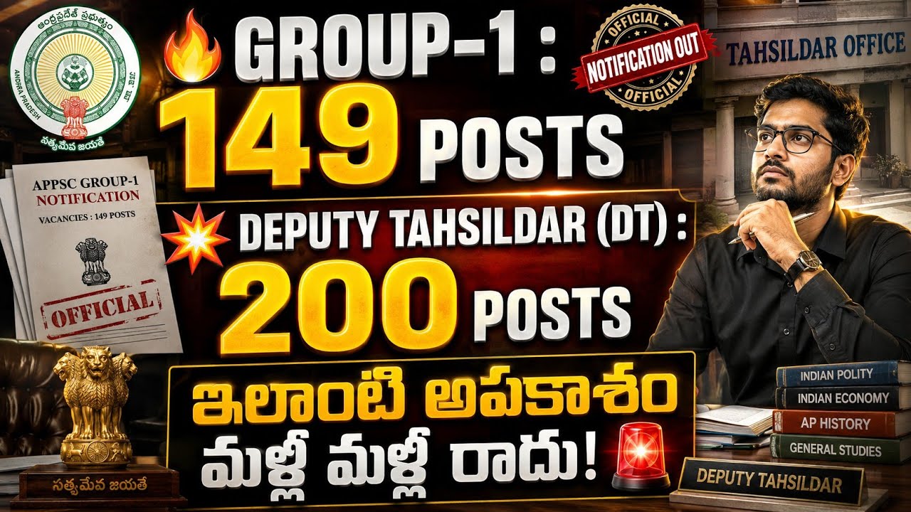 🔥 APPSC GROUP-1 149 POSTS | DEPUTY TAHSILDAR 200 POSTS 🚨 | ఇలాంటి అవకాశం మళ్లీ రాదు!