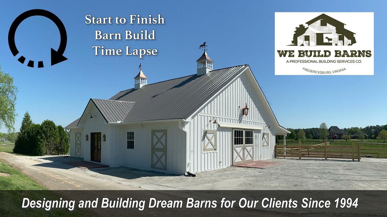 How to build a barn start to finish in under two minutes - watch this time lapse video.
