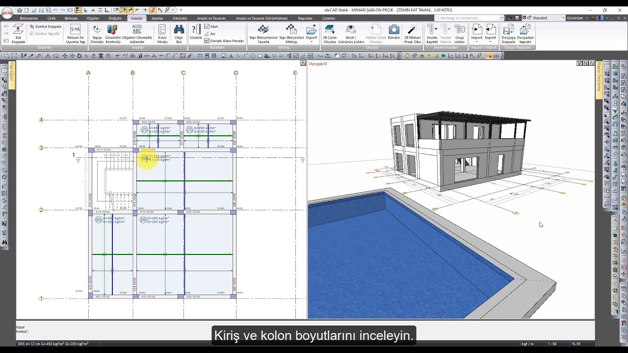 ideCAD Statik | Taşıyıcı sistemi inceleyin - ideCAD Yapı Bilgi Modellemesi