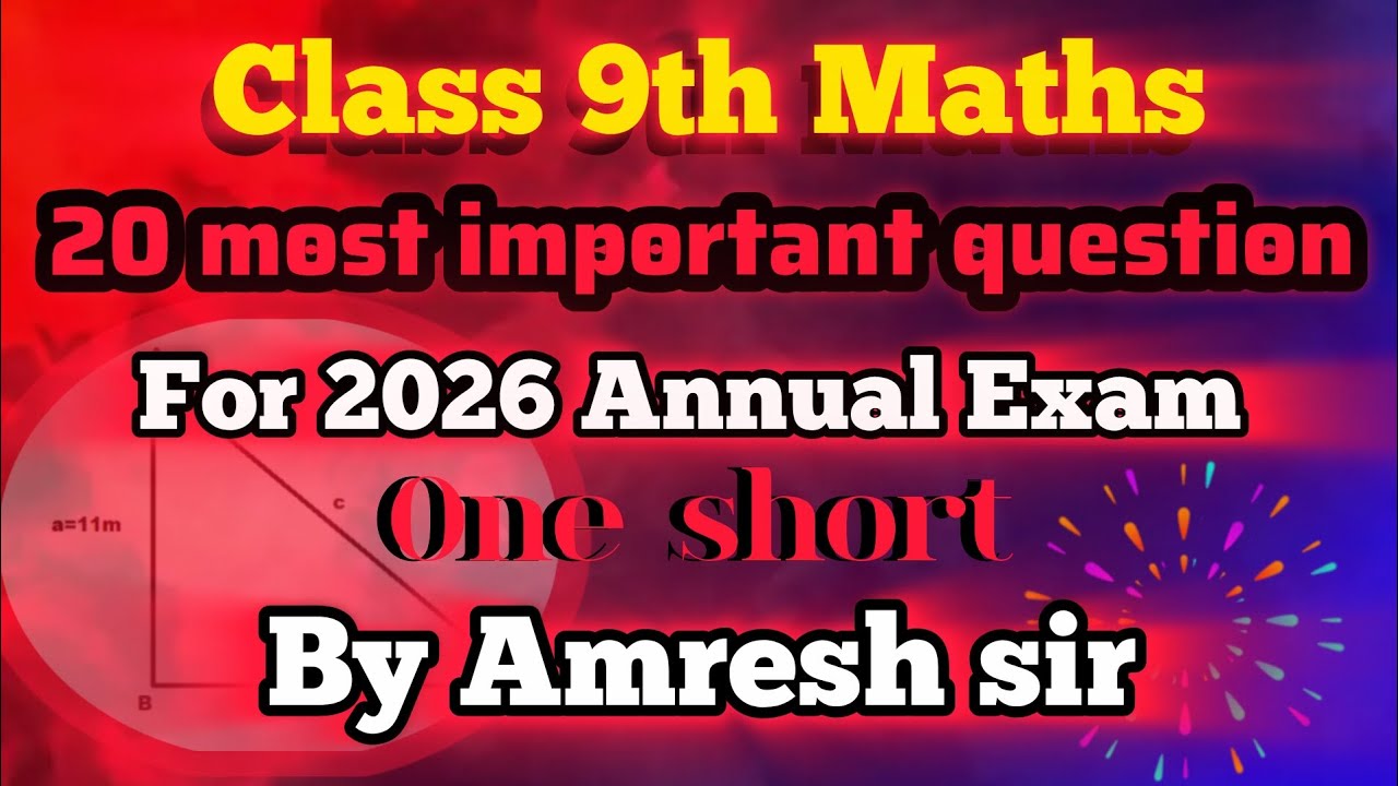 Class 9th Maths 20 most important question annual exam #educational #annual exam