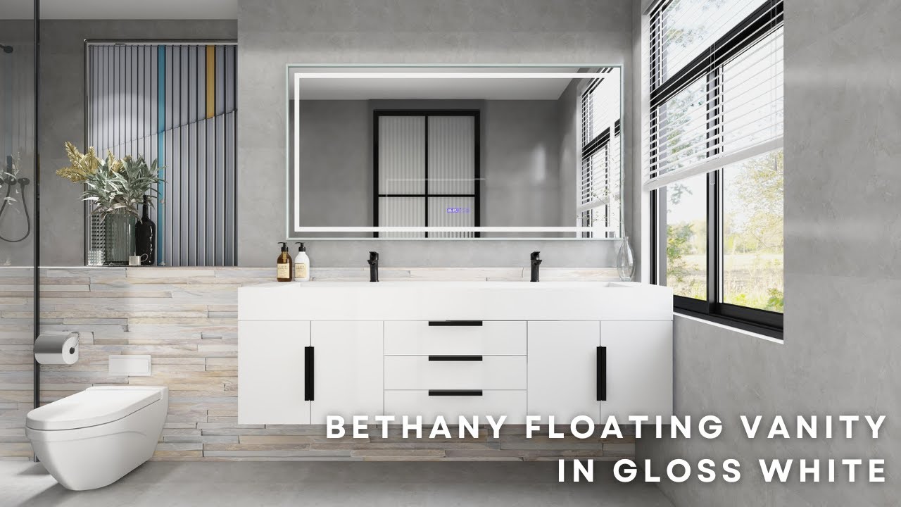 Modern Vanities by Moreno Bath: Bethany Floating Vanity in Gloss White