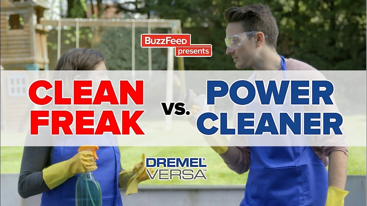 Clean Freak Vs. Power Cleaner Challenge - Part 1 Patio // Presented by BuzzFeed & Dremel Versa