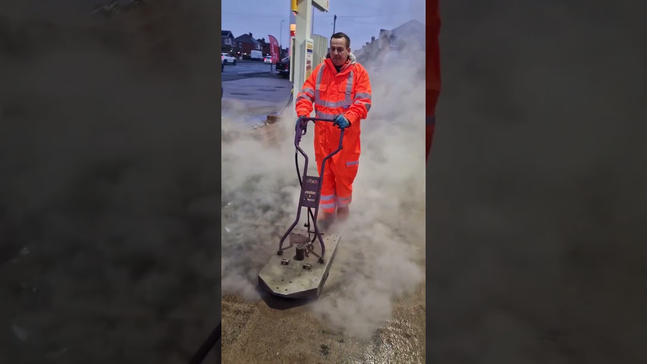 Petrol fuel filling station forecourt cleaning