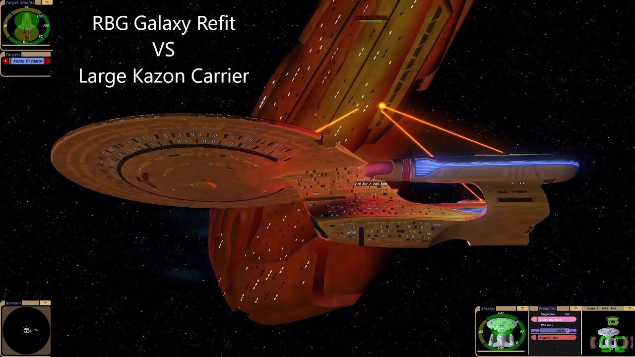 RBG Galaxy Class Refit VS Kazon Carrier | Delta Quadrant | Star Trek Ship Battle | Bridge Commander