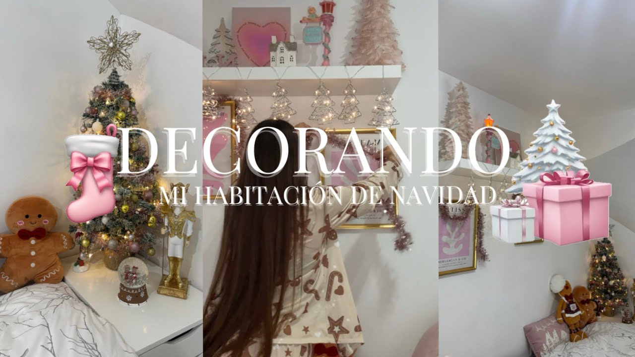 Decorando mi habitación de Navidad🎅🏻❄️ 🎀 {aesthetic room}🎀