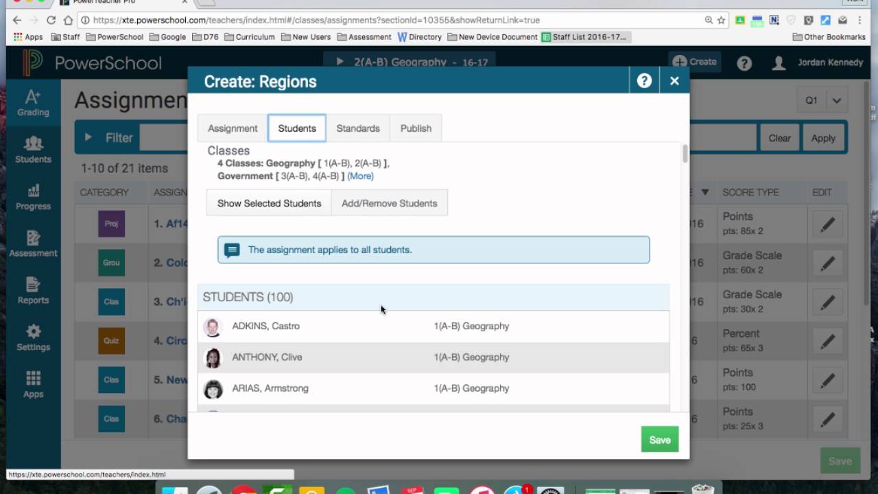PowerTeacher Pro: Creating Assignments