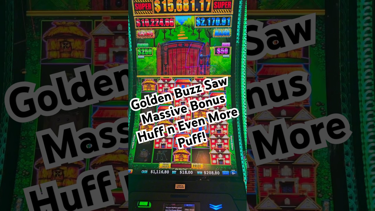When Huff n Even More Puff hits Golden Buzz Saw! Massive Jackpot! #slot #slots #casino #casinos #win