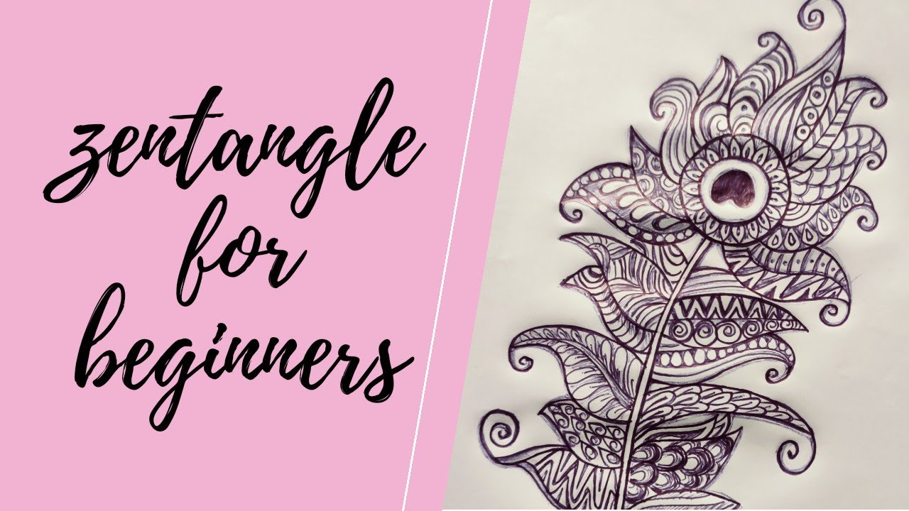 Zentangle art for beginners- peacock feather_ how to doodle step by step black pen mandala