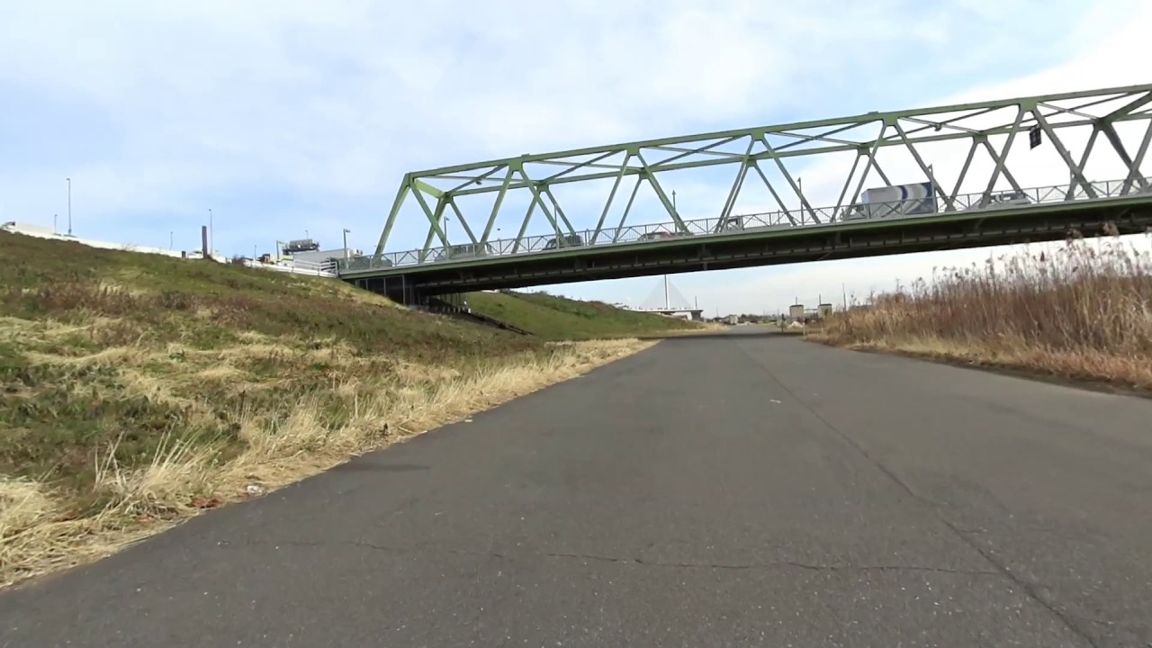 荒川緊急用河川敷道路 左岸（千住新橋緑地の休憩所 ～ 葛西橋「都道10号 葛西橋通り」まで） SONY HDR-AS50