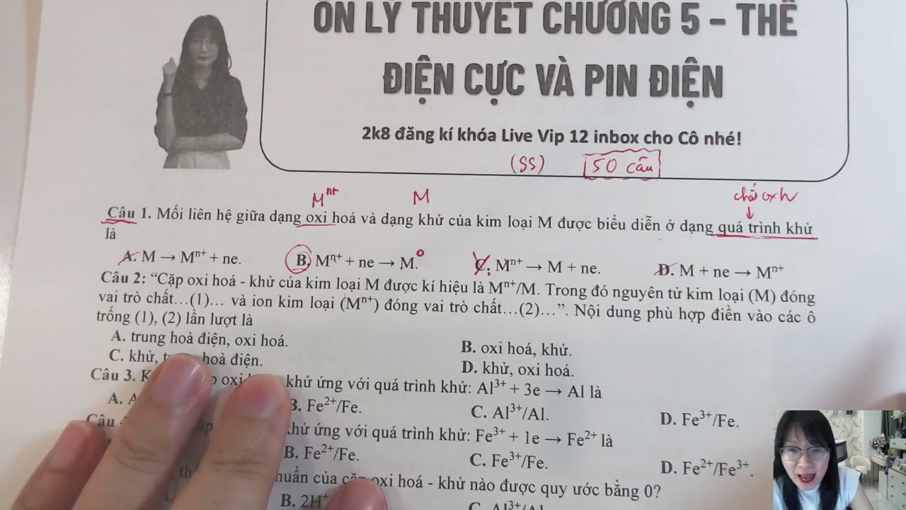TỔNG ÔN LÝ THUYẾT CHƯƠNG 5 - THẾ ĐIỆN CỰC VÀ PIN ĐIỆN