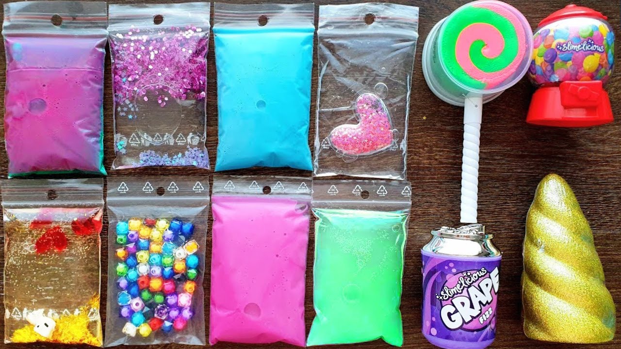 Making Slime with Bags Play Dough and Unicorn Stuff