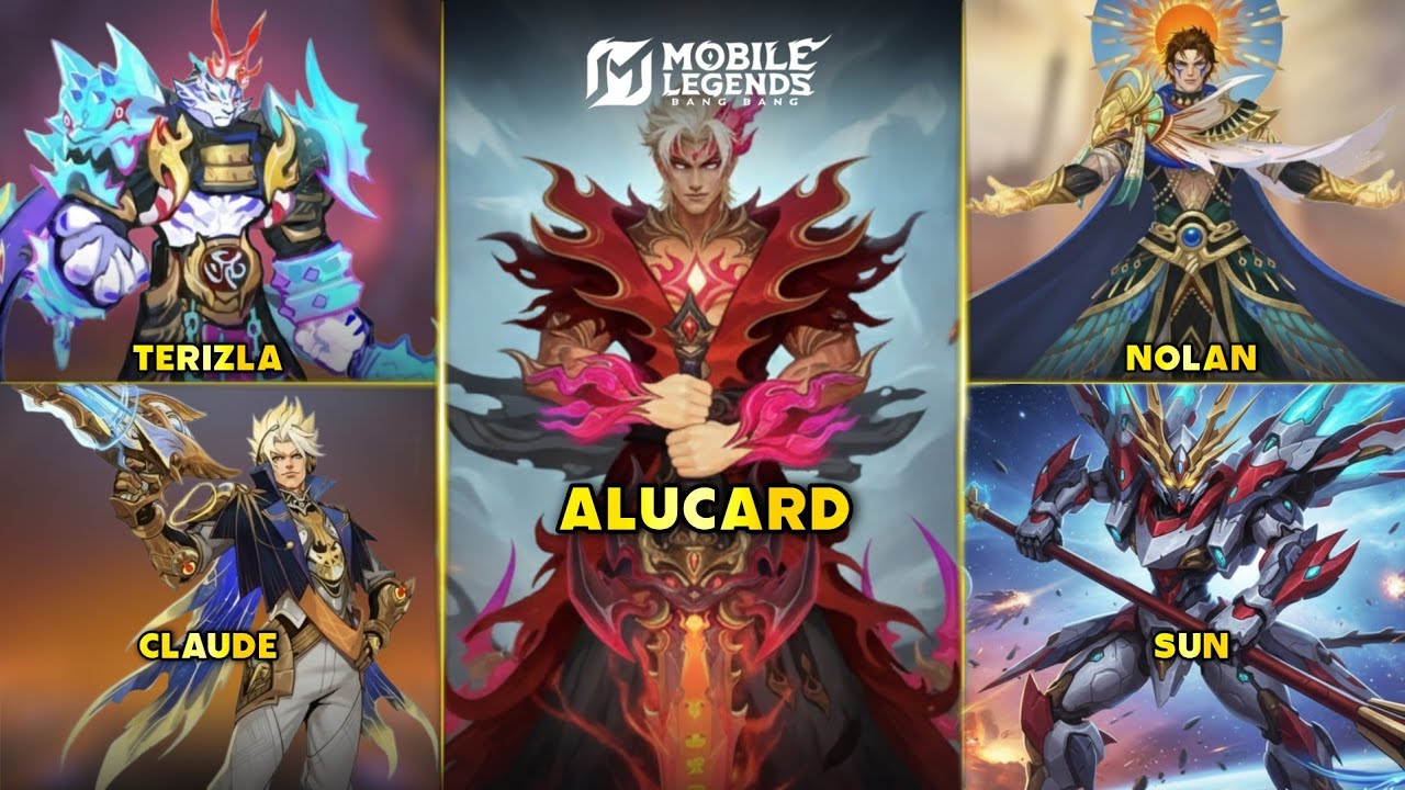 MLBB ALL HIGH TIER SKINS REVEALED, ALUCARD, NOLAN, CLAUDE, SUN, TERIZLA - Mobile Legends: Bang Bang