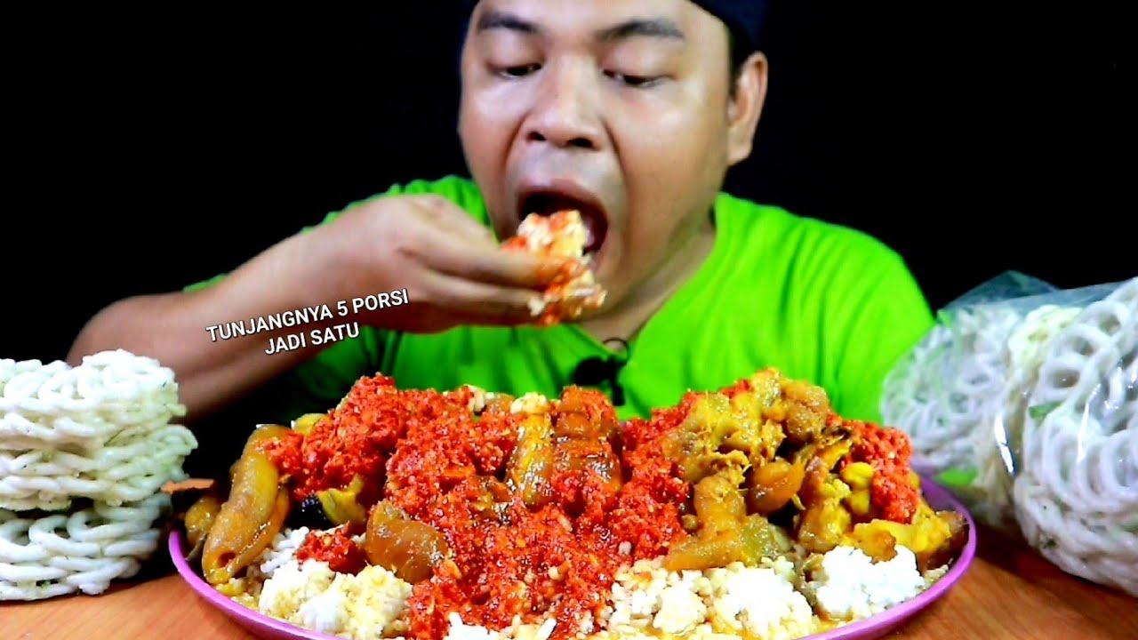 BIKIN NAGIH!!NASI TUNJANG FULL SAMBEL+KERUPUK
