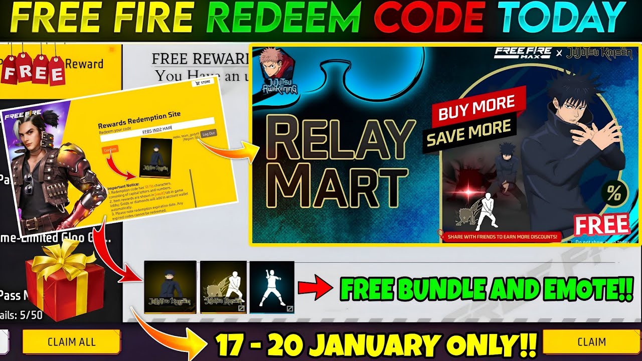 FREE FIRE REDEEM CODE TODAY 19 JANUARY |FF REWARDS REDEEM CODE | FF REDEEM CODE TODAY 19 JANUARY