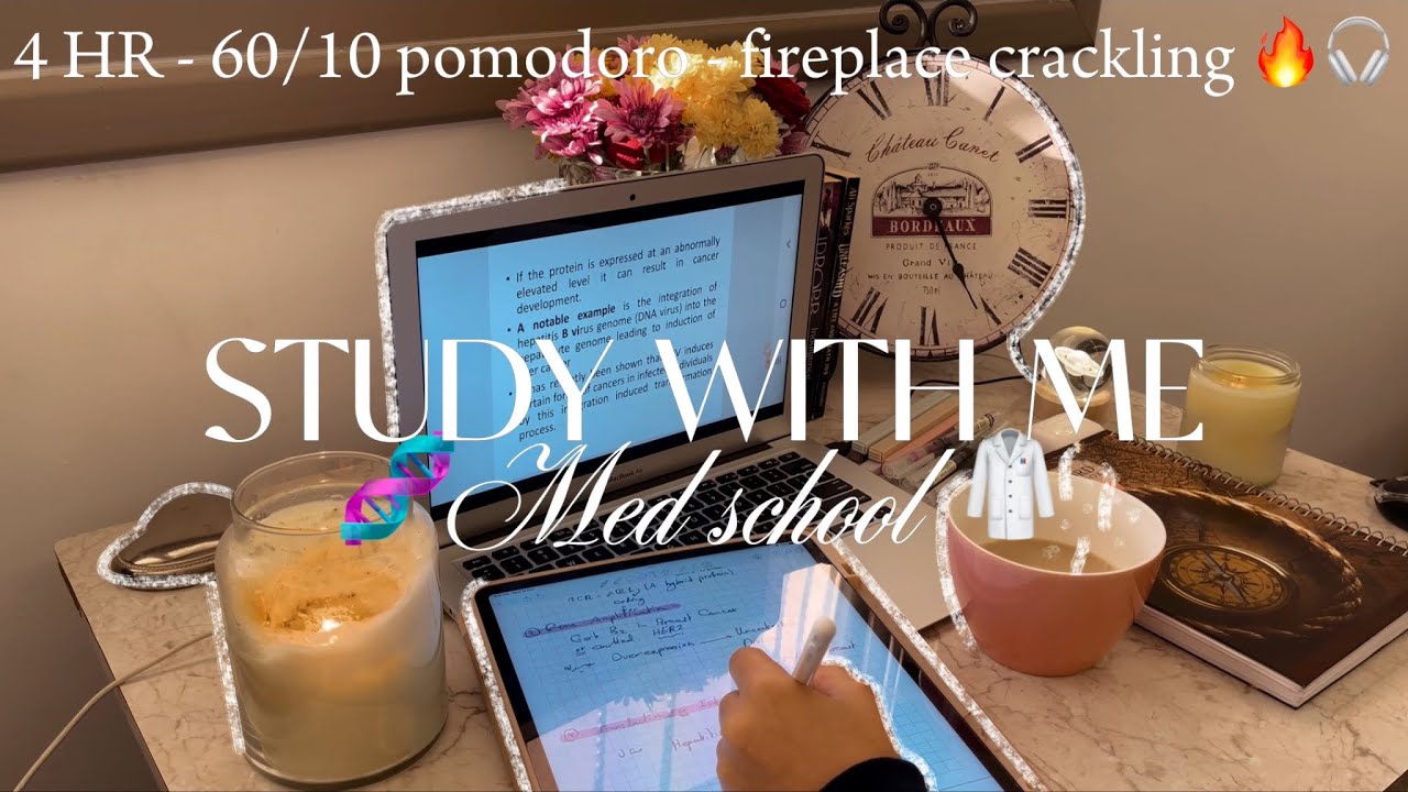 Study with me 4 hours 🩺 | 60/10 pomodoro - MED SCHOOL - no music 🎧