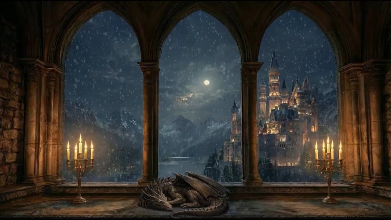 Winter Castle Ambiance With Dragon 