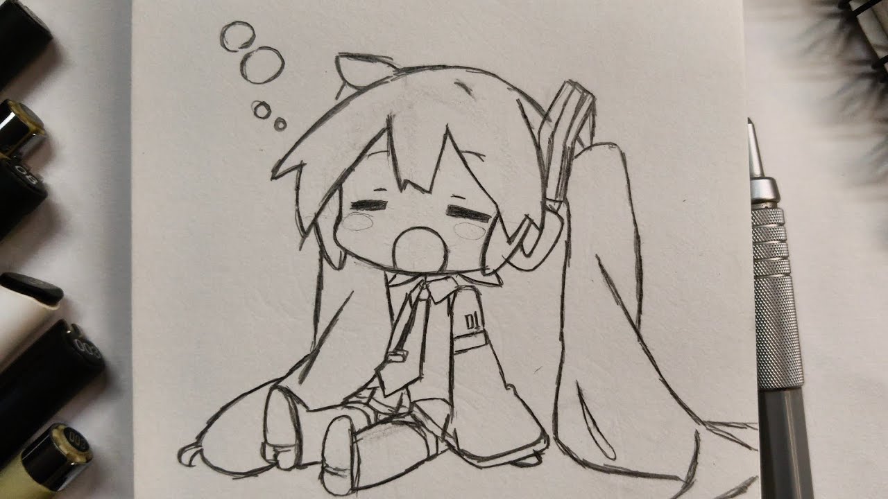 cute miku chibi drawing | miku chibi tutorial step by step.