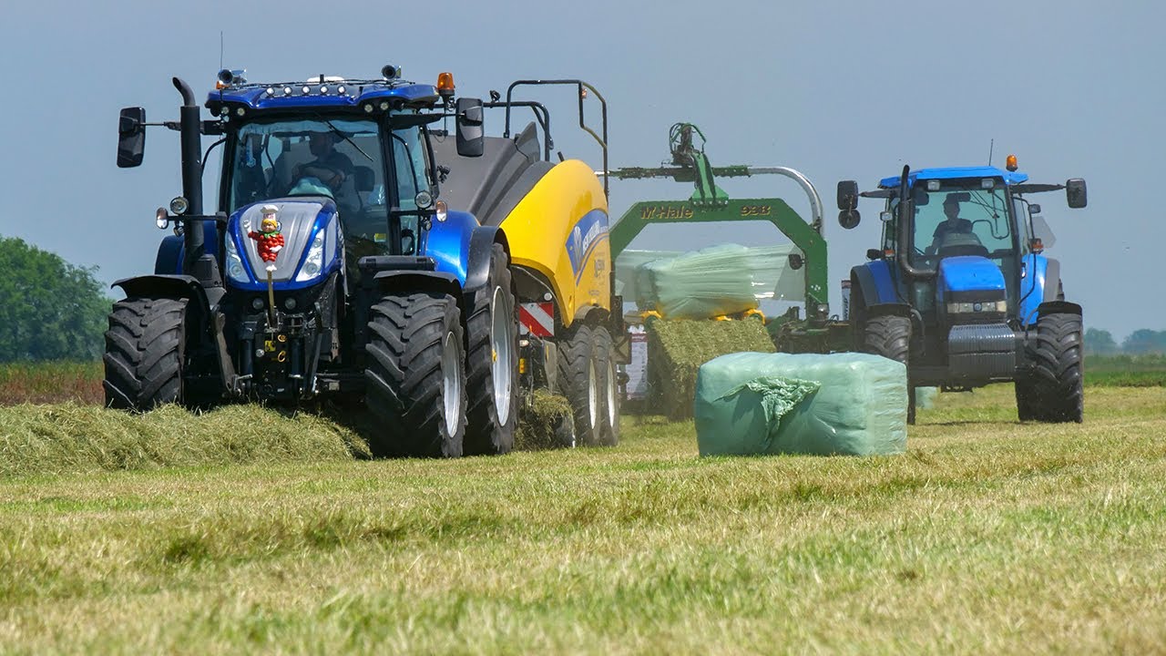 Vierkante balen persen en wikkelen door Rozeboom | New Holland BigBaler 1270 | Ballen pressen | Hay