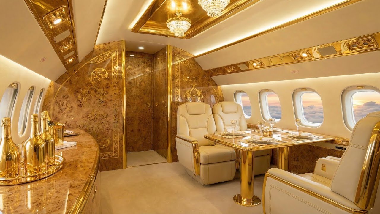 Inside the World’s Most Luxurious Private Jet with Gold Interior