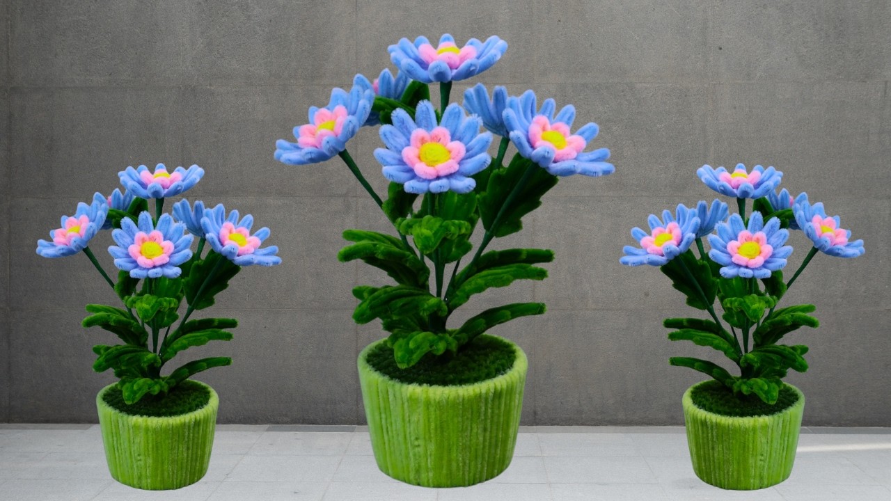 DIY Stylized Chenille Chrysanthemum Pot 🌸 Anyone Can Make It in Minutes!