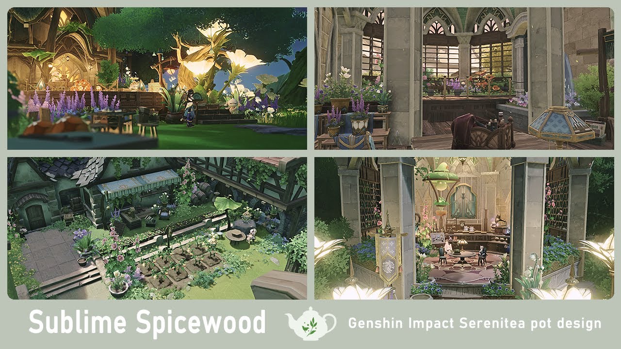 4 designs of Sublime Spicewood | Genshin Serenitea Pot Design | 原神 塵歌壺