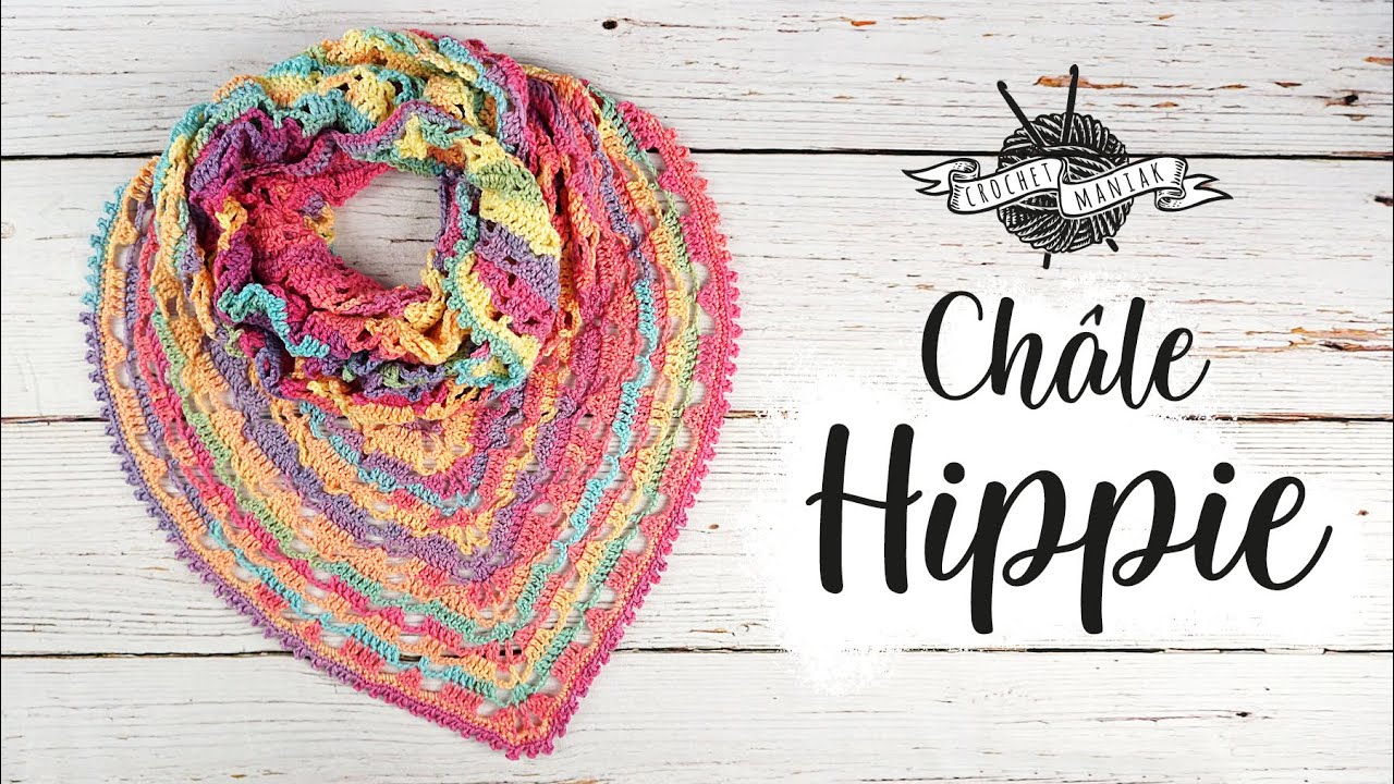 CROCHET CHALE FEUILLE  HIPPIE  FACILE  ET  RAPIDE  PAS A PAS