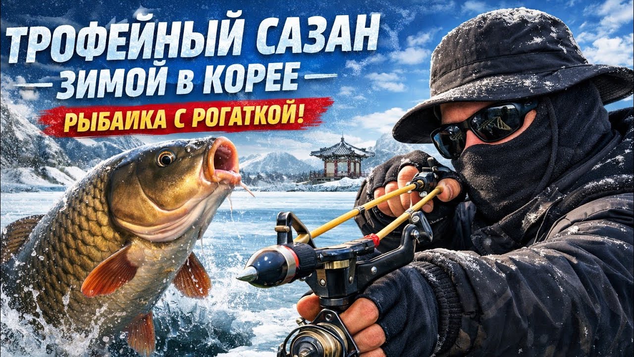 Нашли САЗАНА зимой, рыбалка с рогаткой