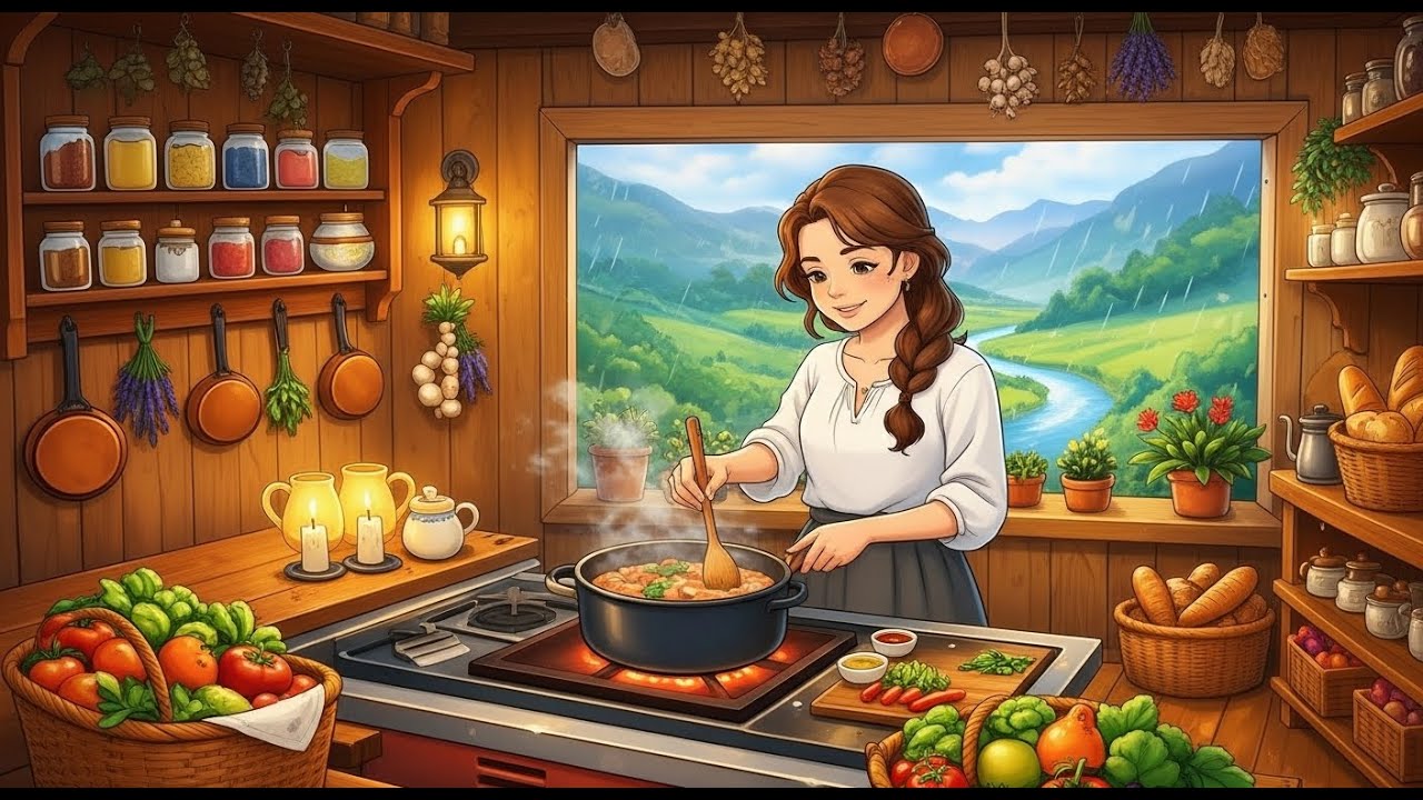 Rainy Valley Days Painting Landscapes and Cooking Comfort Food Peaceful | Ghibli-Style ASMR