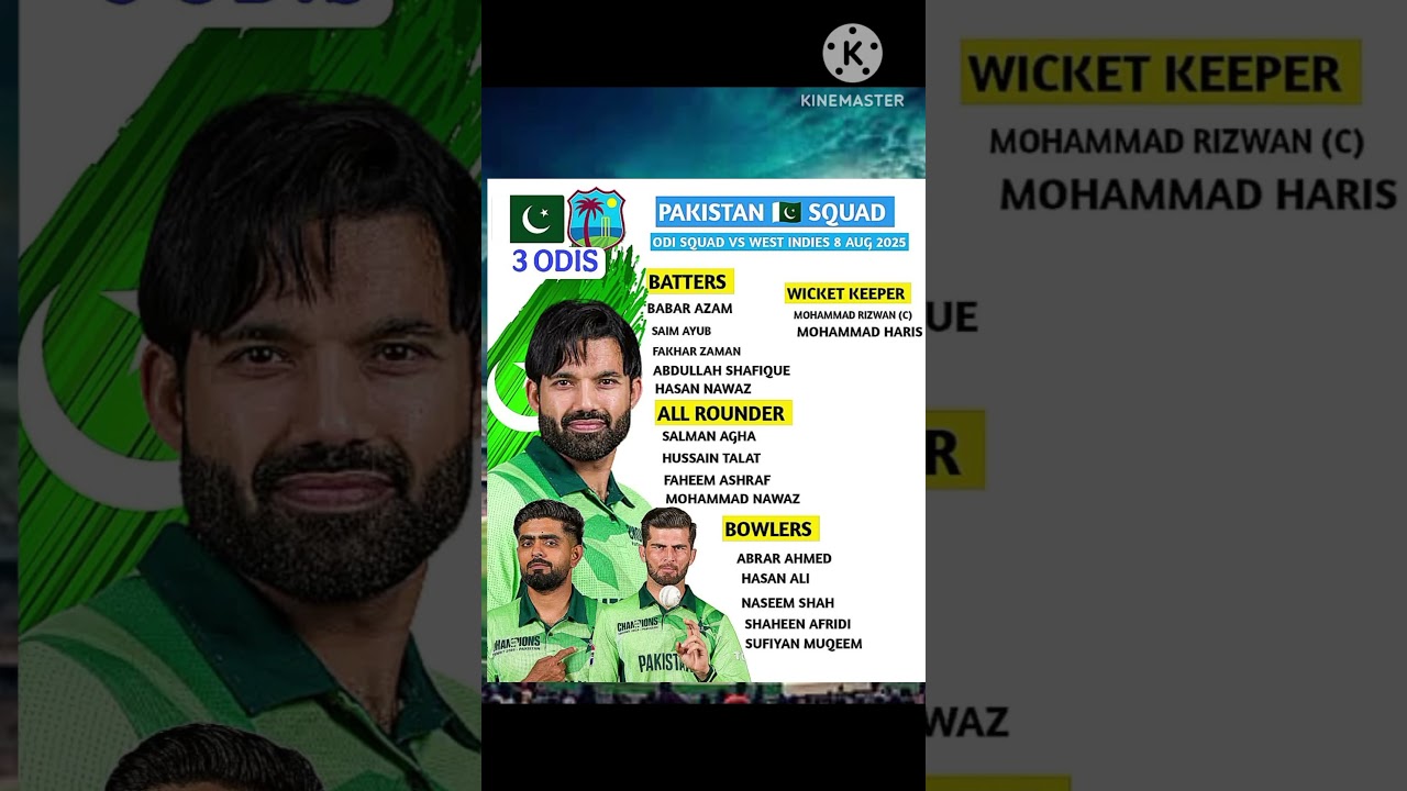 3 ODI matches series Pakistan vs wistendies || Pakistan best squad  || captain Salman Ali aga