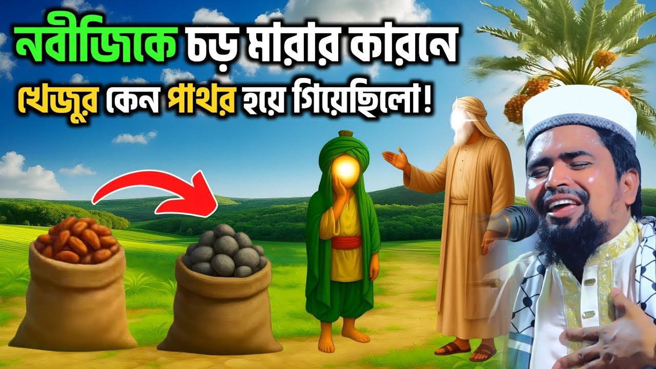 হযরত মুহাম্মদ সাঃ কে চড় মারার কারনে খেজুর কেন পাথরে পরিনত হয়েছিলো- মাওঃ মোশারফ হোসেন সালাউদ্দিন