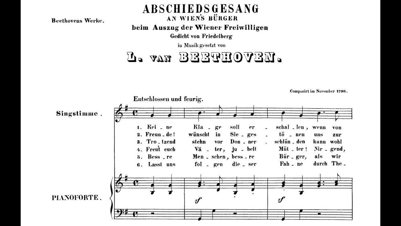 Ludwig van Beethoven - Abschiedsgesang an Wiens Bürger, WoO 121. {w/ score.}