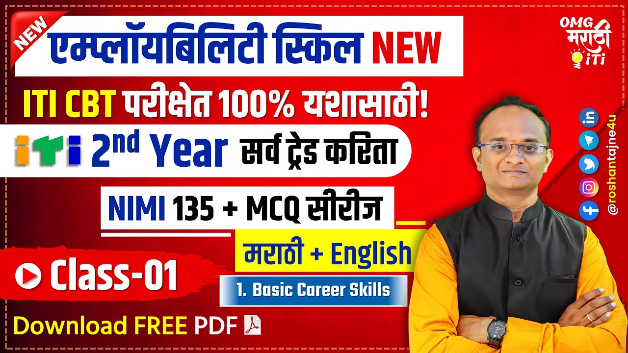 ITI 2nd Year NEW Employability Skills NIMI MCQ Series Class 1| मराठी PDF FREE Download 2024
