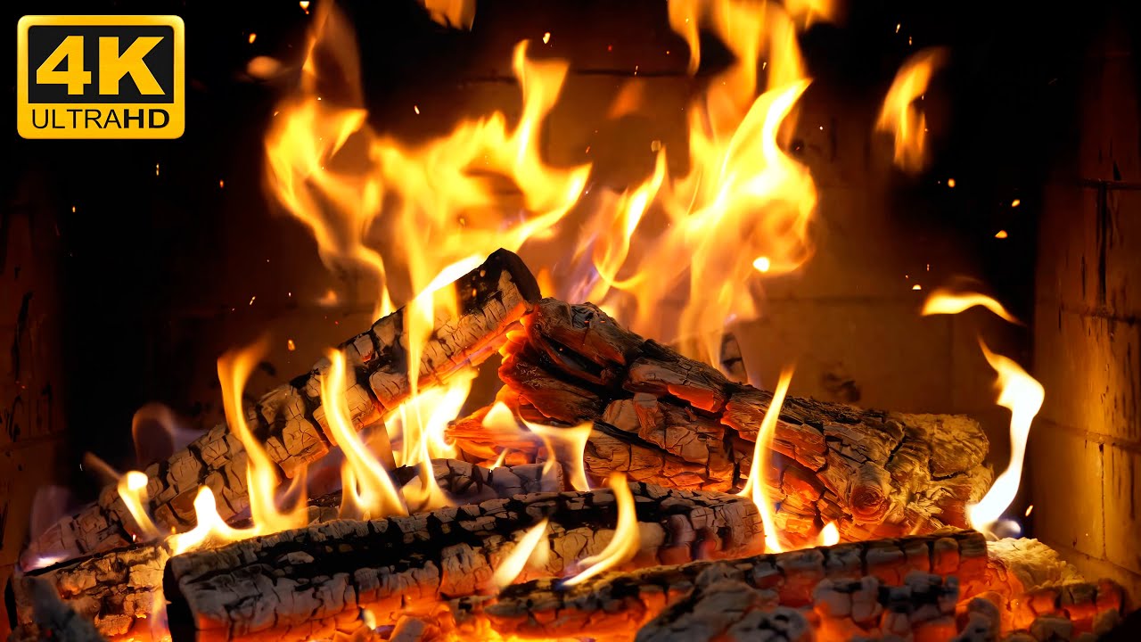 🔥 Каминное сияние ночей без музыки, уют зимы и треск огня в снегу (Fireplace 4K)