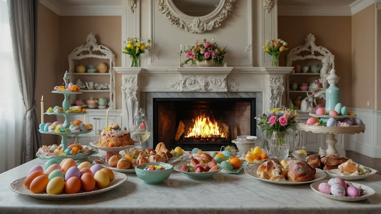 Easter Ambience - 3+ Hrs of Crackling Fireplaces, Tasty Treats & #Easter Brunch