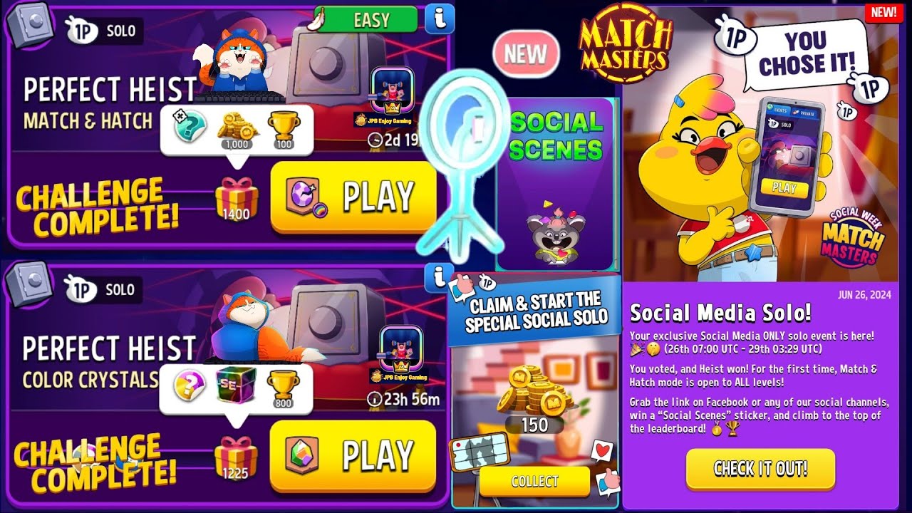Social Media Solo!/ Color Crystal Solo Challenge 1225 Score Match Masters