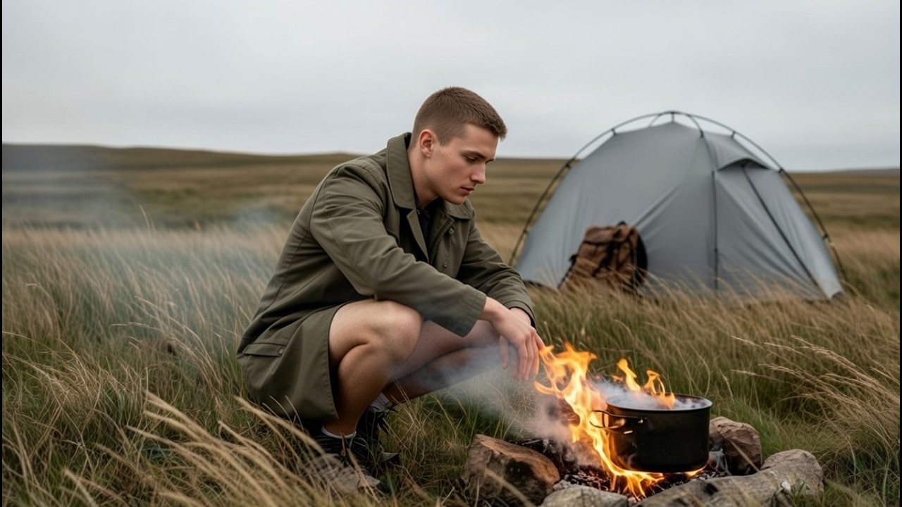 Solo Camping on a Windy Highland | Silent Nature & a Warm Shelter