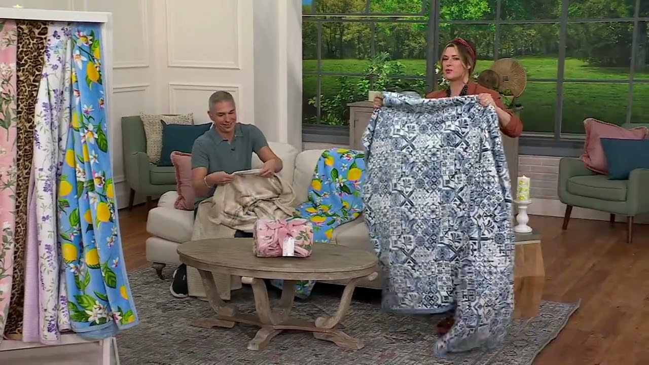 Home Reflections Reversible Rib & Plush 60x80 Printed Throw on QVC