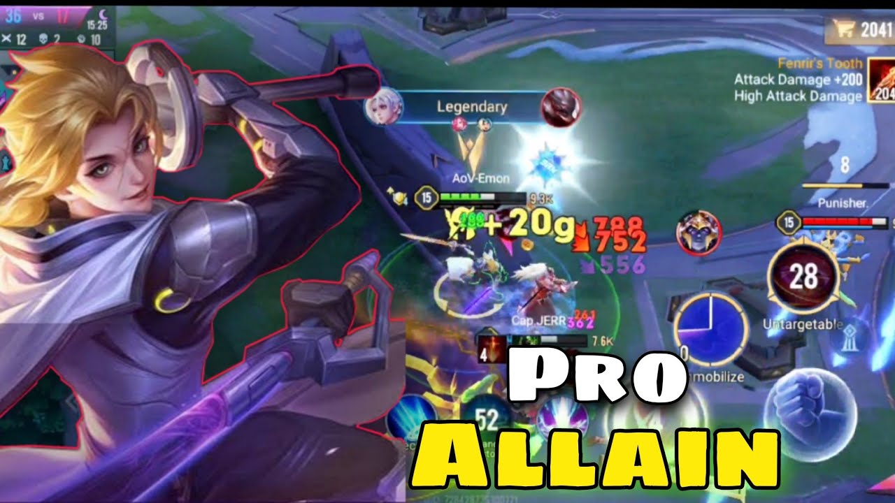 AoV - Allain Full Gameplay || New skin new build New gameplay - Arena of Valor