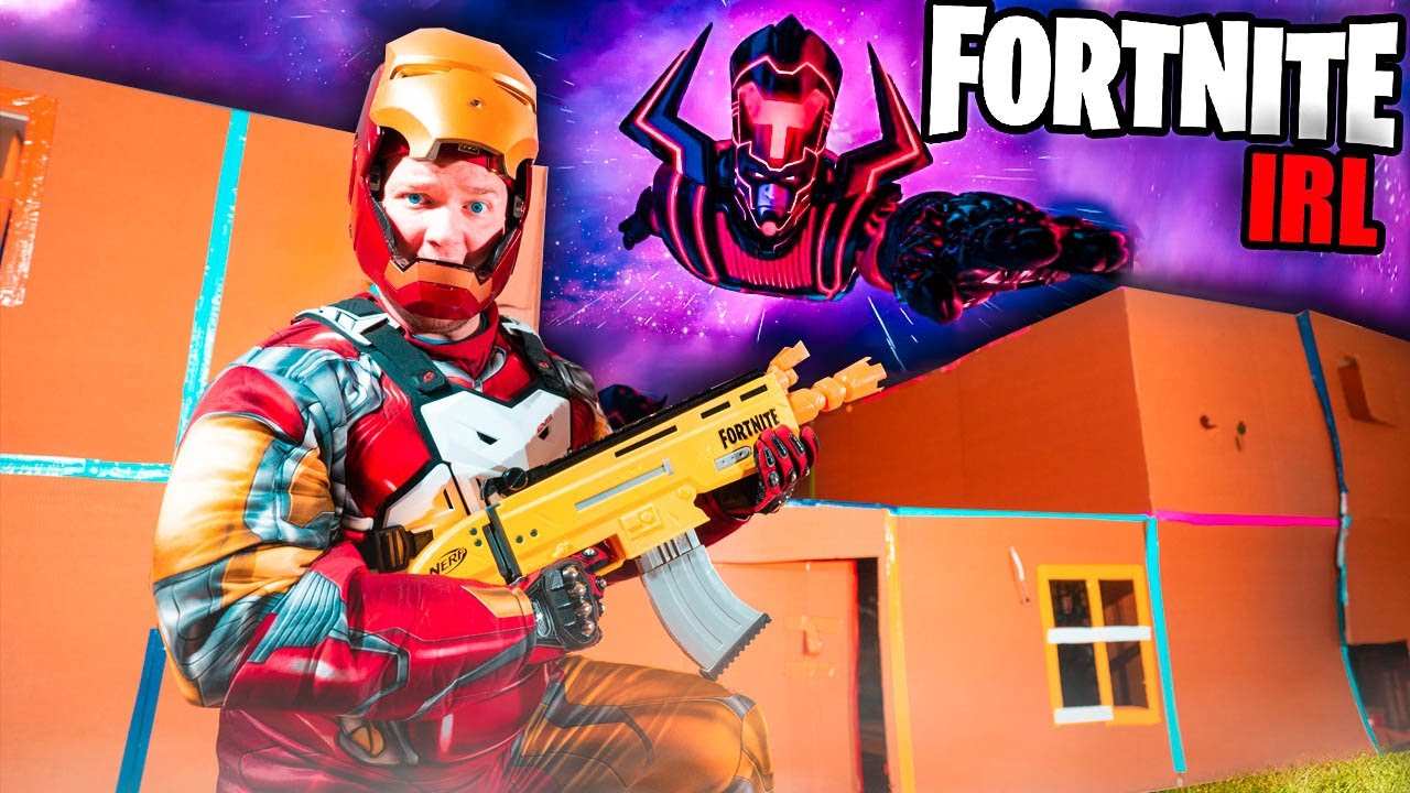 FORTNITE IRL Avengers Vs GALACTUS Box Fort! Iron Man, Toys & More (Nerf)