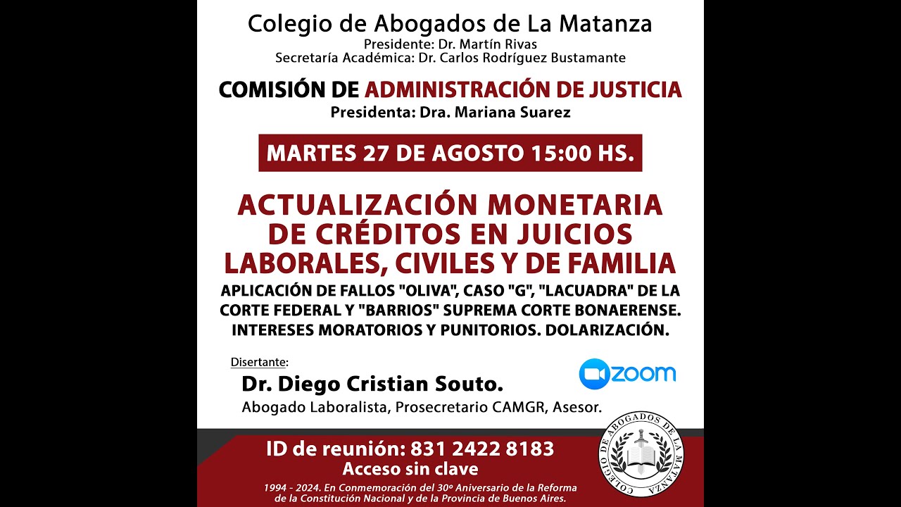 ACTUALIZACIÓN MONETARIA DE CRÉDITOS EN JUICIOS LABORALES, CIVILES Y DE FAMILIA - DR. DIEGO C. SOUTO.