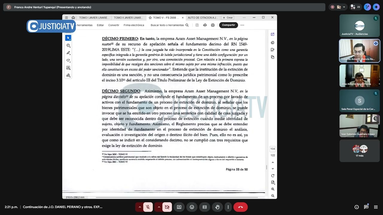Juicio oral contra Daniel Peirano Sánchez y otros acusados