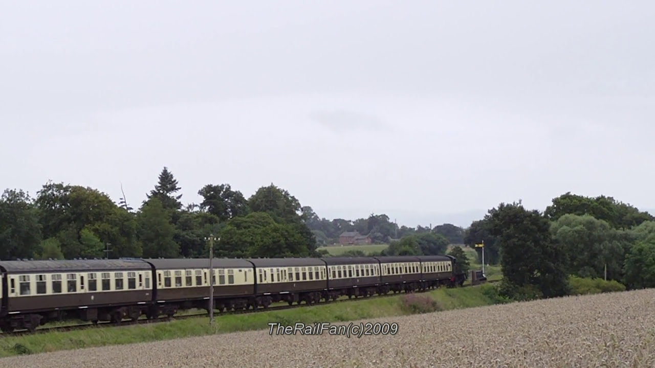 GWR 4160 GENTLY HEADS TOWARD BISHOPS LYDEARD WEST SOMERSET RAILWAY 22ND AUGUST 2009