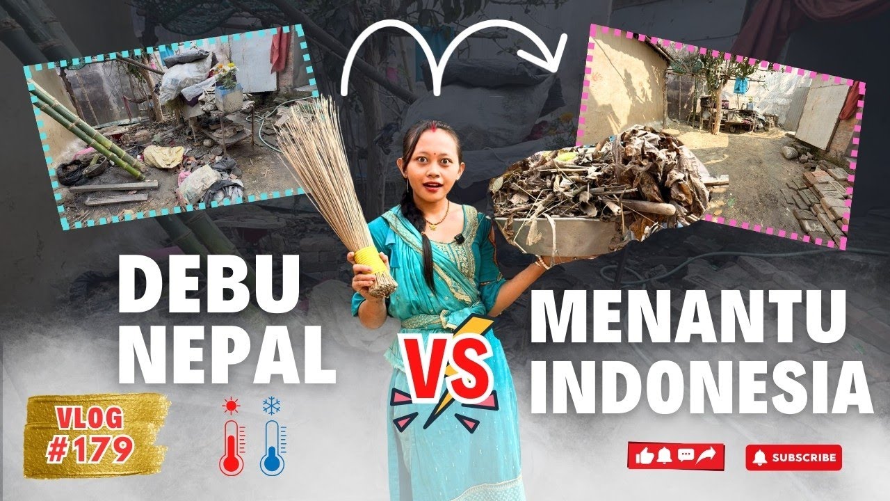 #vlog179 Serunya Pagi-Pagi  Sapu Halaman Rumah Nepal😅🇳🇵